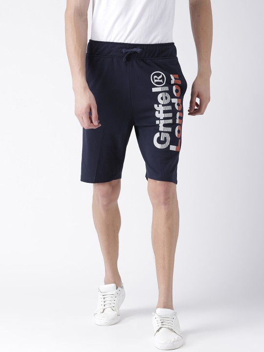 Men Navy Blue Solid Regular Fit Regular Shorts 28
