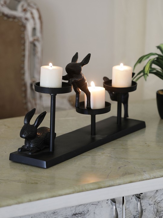 Samsaara Black Rabit Candleholder