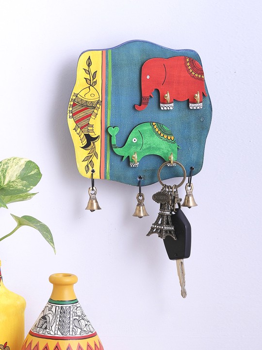 Multicoloured Handpainted Wooden Key Holder