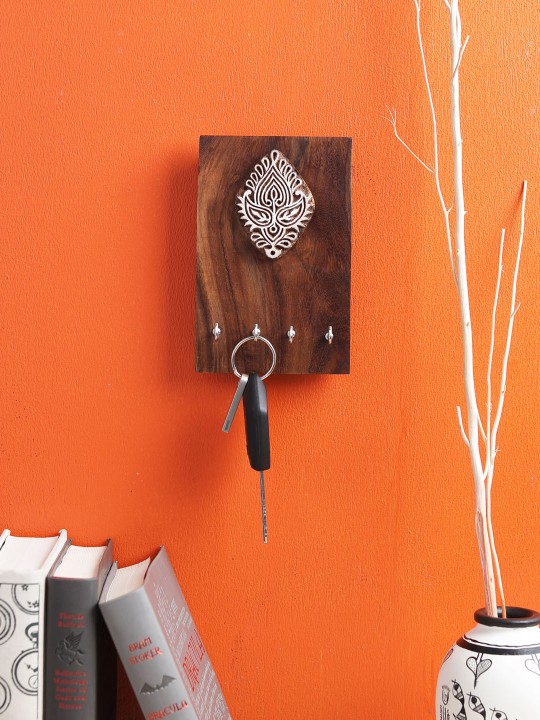 Brown Wooden Key Holder