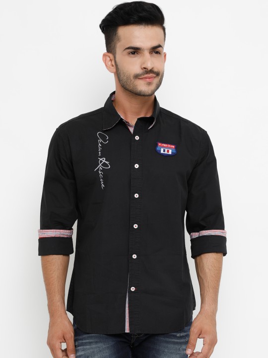 Men Black Smart Slim Fit Solid Casual Shirt 38