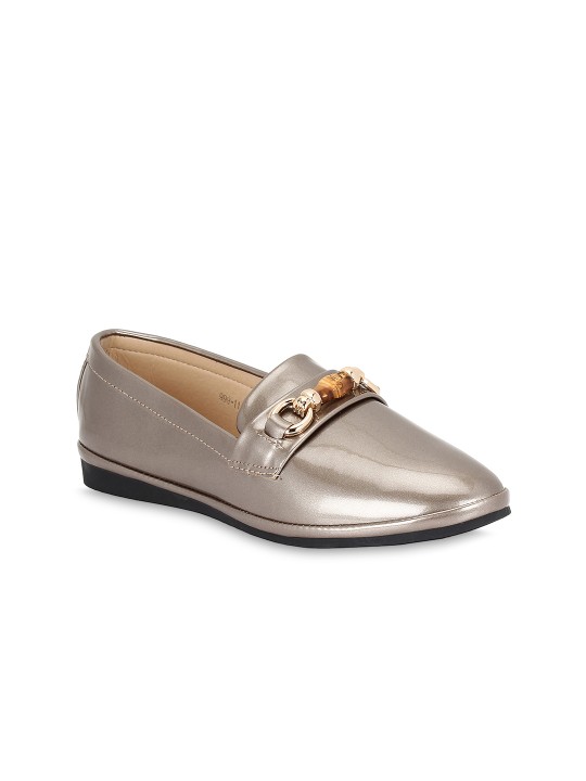 Women Grey Solid Synthetic Ballerinas 35