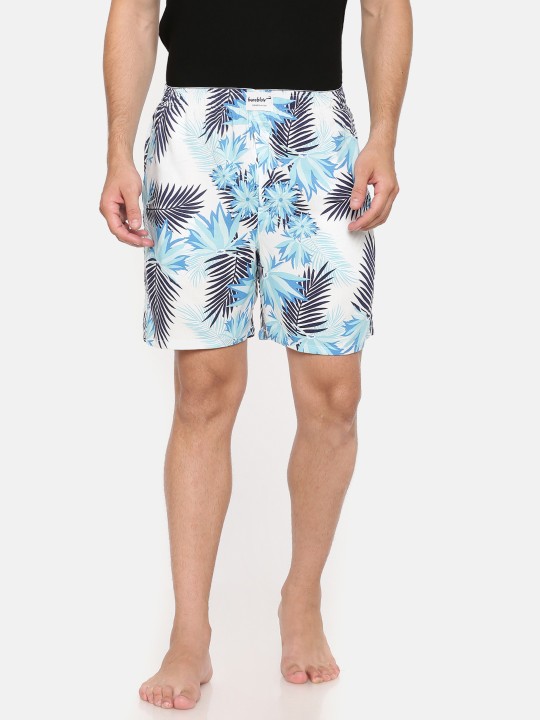 Men White Tropical Print Boxers BBBX40XL S