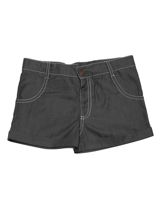 Girls Grey Solid Regular Fit Denim Shorts 6-12M