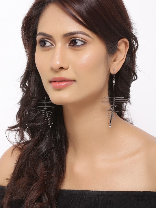 Black Contemporary Drop Earrings