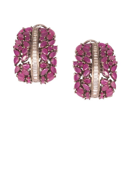 Purple Handcrafted Floral Studs