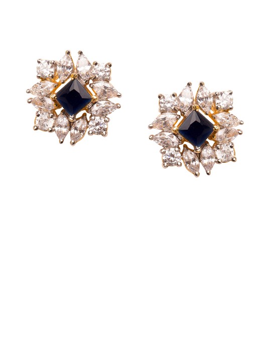 White & Black Handcrafted Floral Studs