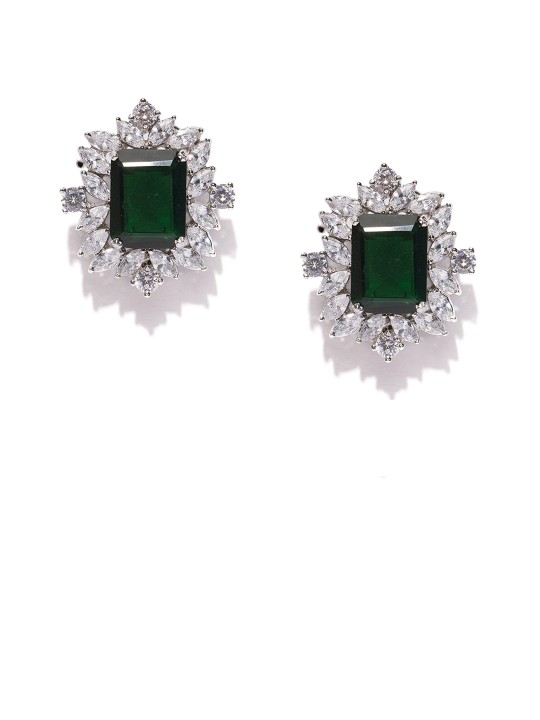 White & Green Square Handcrafted Studs