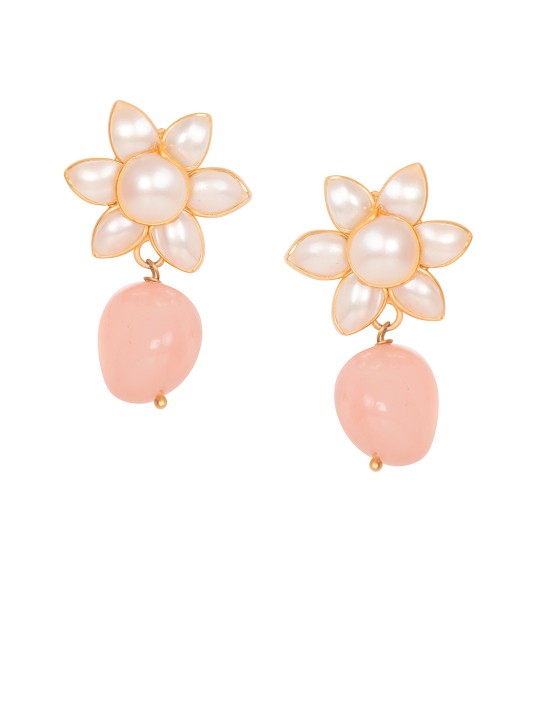 White Floral Drop Earrings