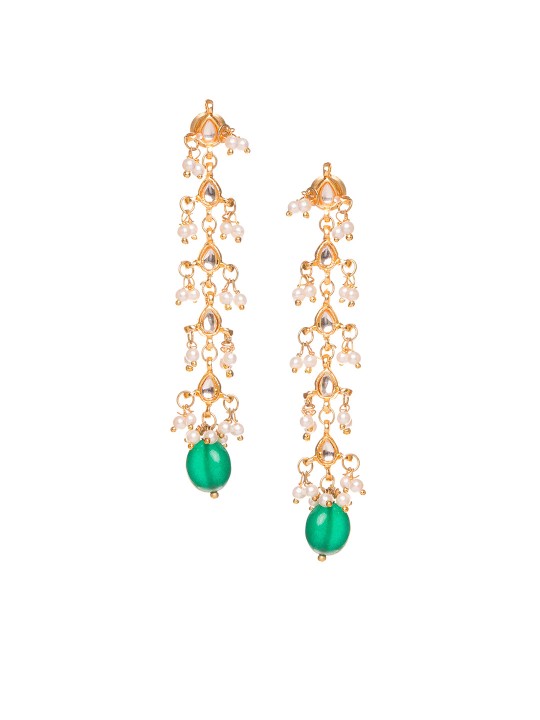 Gold-Toned Contemporary Drop Earrings