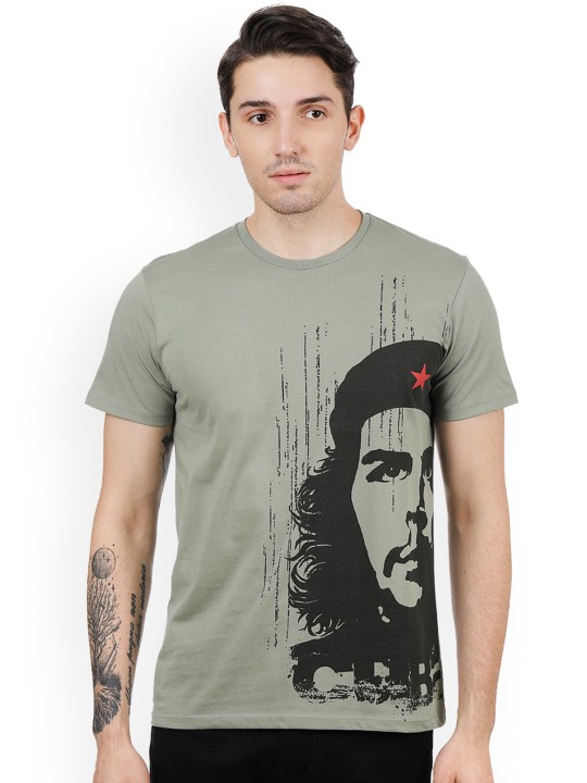 by Free Authority Men Green Printed Round Neck T-shirt S