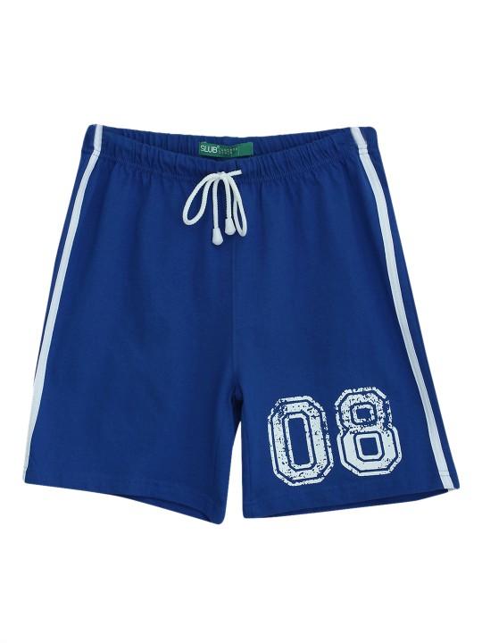 Boys Blue Solid Regular Fit Regular Shorts 7-8Y