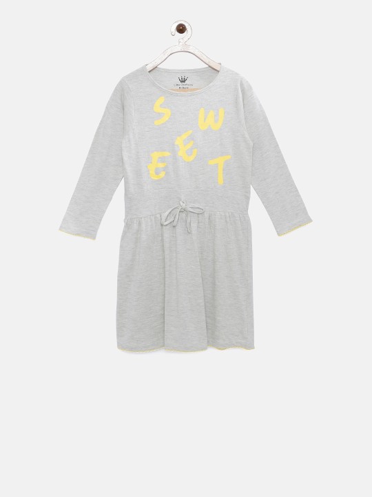 Girls Grey Printed A-Line Dress 6-7Y