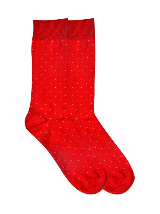 Men Red Cotton Above Ankle Length Socks
