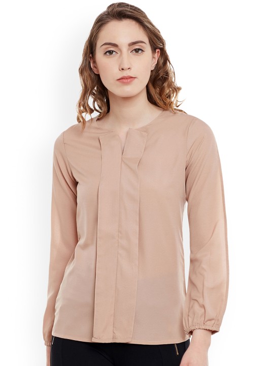 Women Beige Solid Top S