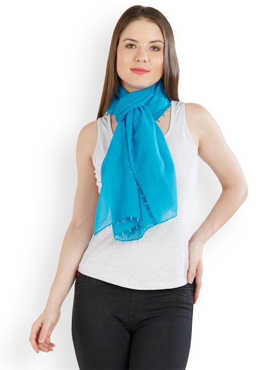 Women Turquoise Blue Solid Stole