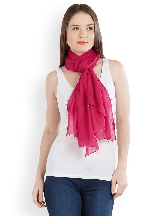 Women Pink Solid Stole