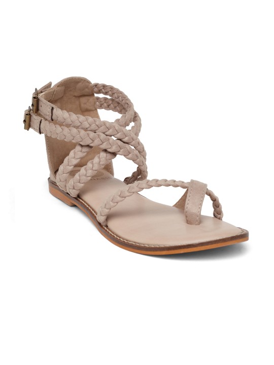 Women Brown Solid Synthetic One Toe Flats 36