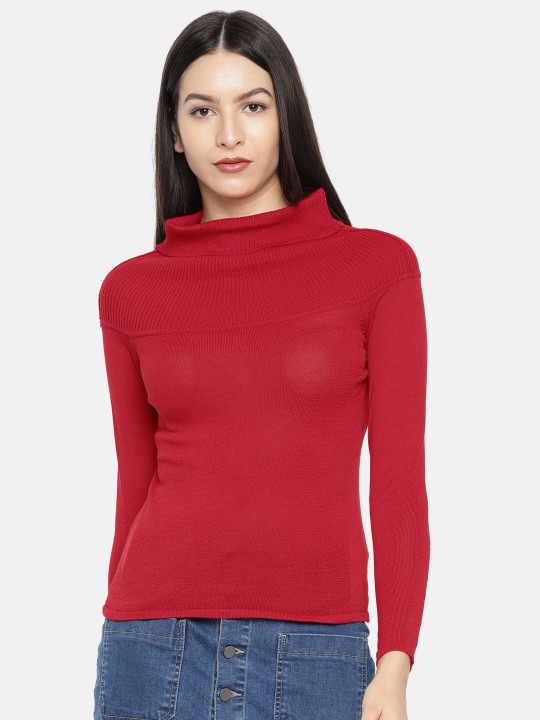 Women Red Solid Top S