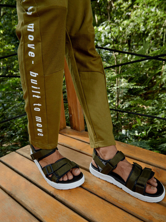 HRX by Hrithik Roshan Men Olive Green & Black Hook & Loop Athleisure Sandal