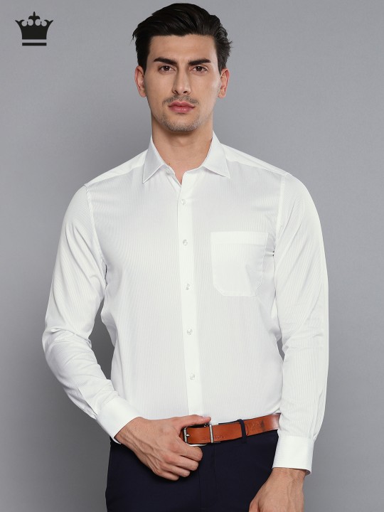 Buy Men White Classic Slim Fit Striped Formal Shirt 40 Online at ...