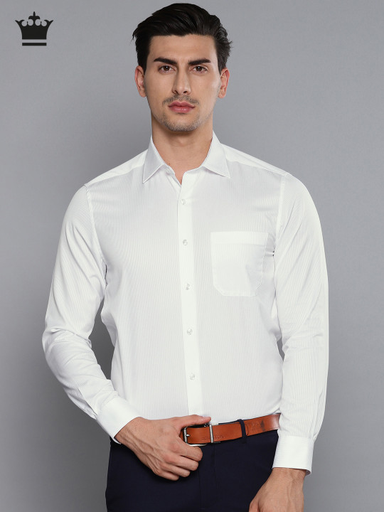 Men Blue & White Regular Fit Striped Formal Shirt
