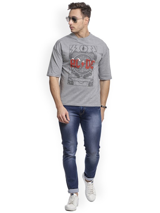 by Free Authority Men Grey Melange Printed Pullover S
