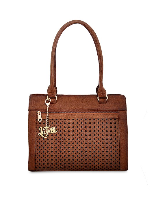 Brown Solid Handheld Bag