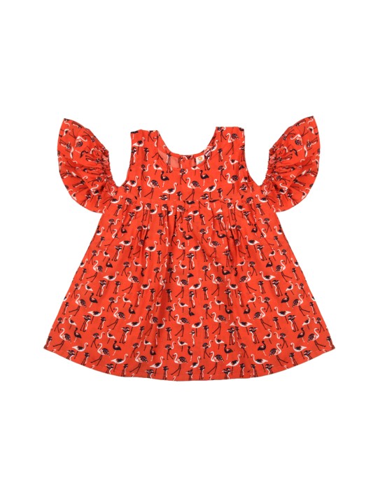 Girls Orange Printed A-Line Dress 12-18M