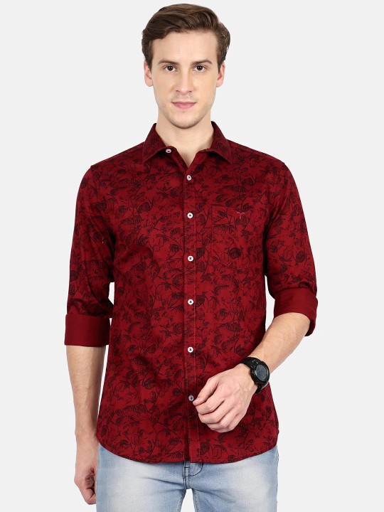 Men Red Slim Fit Printed Casual Shirt 38