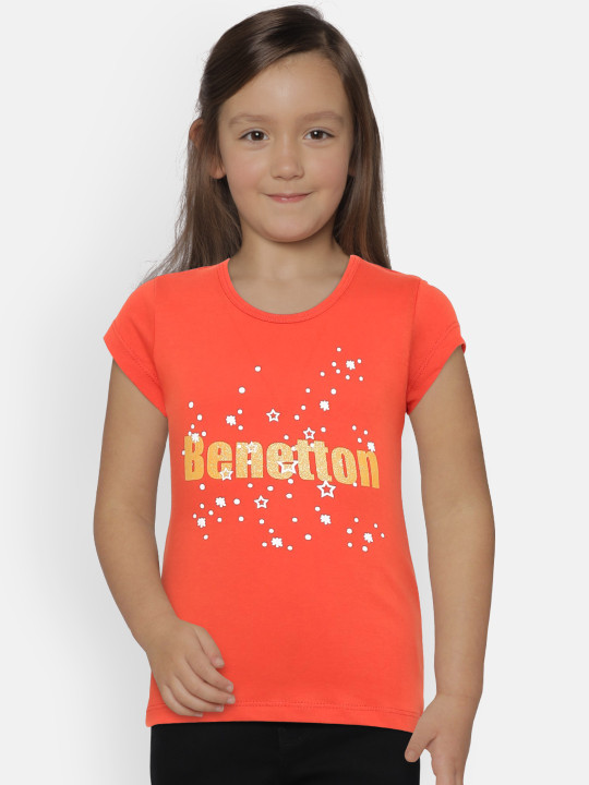 Girls Orange Printed Round Neck T Shirt 8y Desertcart INDIA