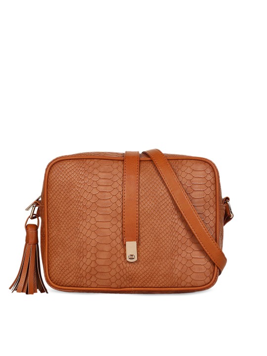 Brown Textured Sling Bag