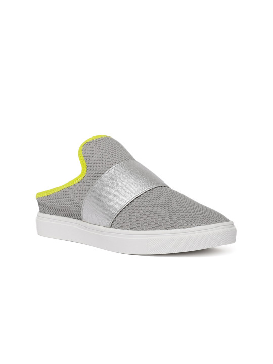 Women Grey Solid Mules 36.5