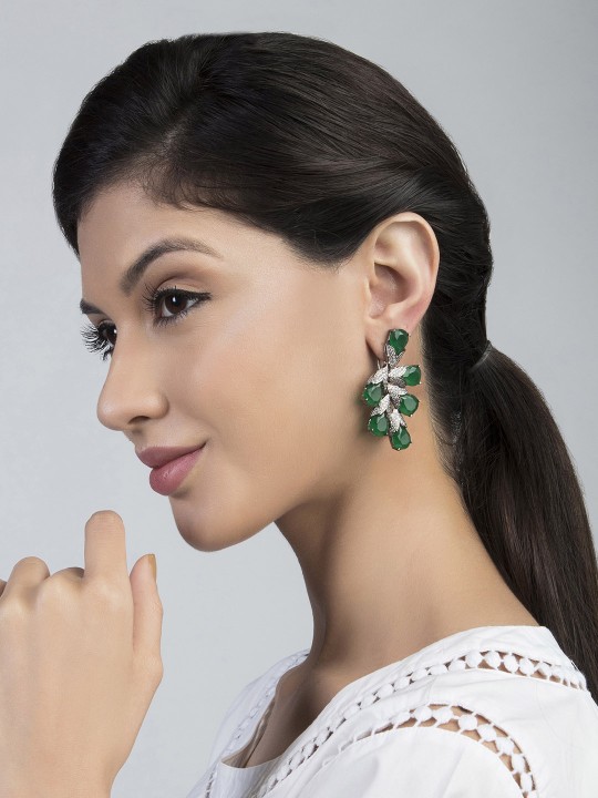 Green Contemporary Handcrafted Drop Earrings