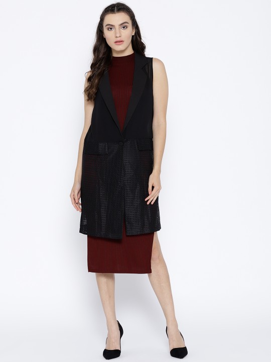 Black Solid Shrug with Laser Cuts S