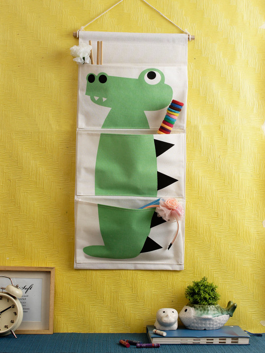 Cortina Off White & Green Printed Water Resistant Handbag Organiser