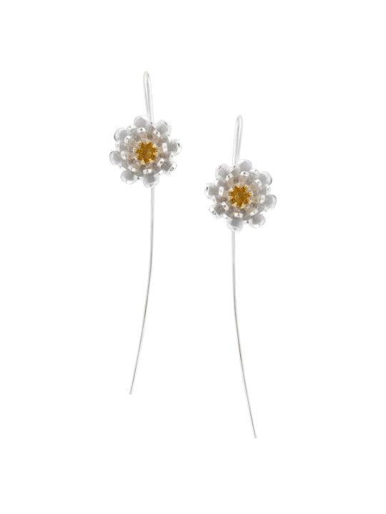 RUBANS 925 SILVER-Toned Floral Drop Earrings