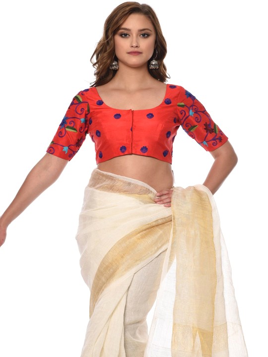 Women Red Saree Blouse XS