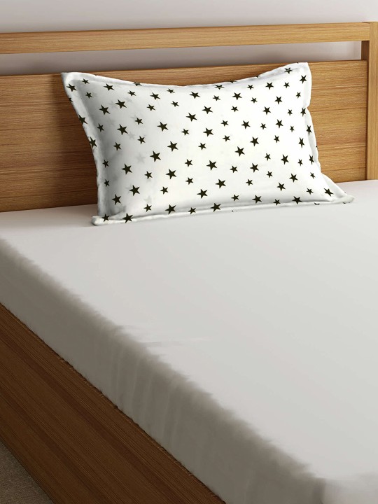White & Black Cotton Geometric Print Pillow Cover