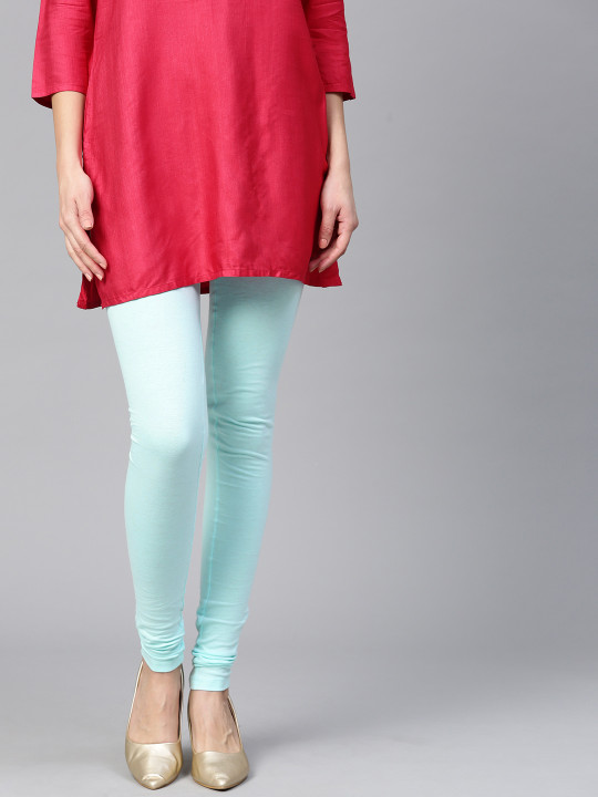 Women Blue Solid Leggings