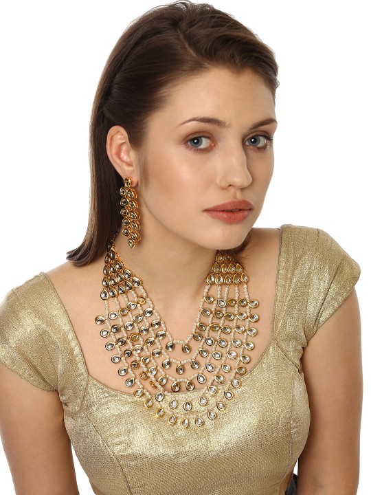 Gold-Toned & White Jewellery Set