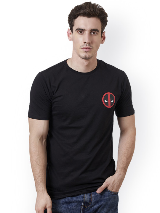 Men Black Printed Deadpool T-shirt L
