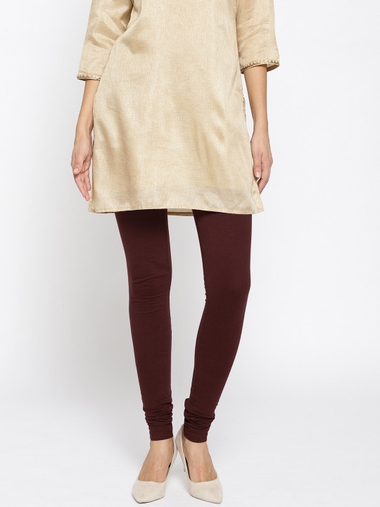 Women Brown Solid Leggings
