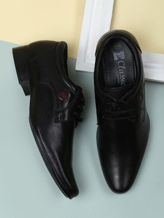 Red Chief Men Black Leather Formal Derbys