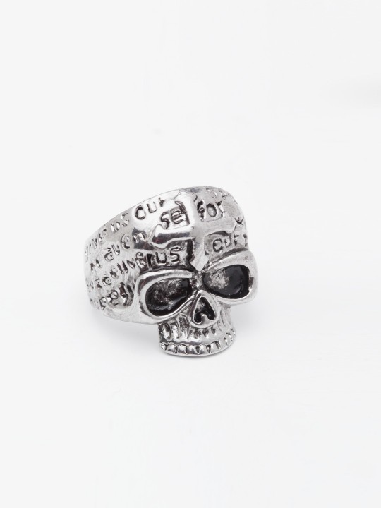 Men Silver-Toned Skull-Shaped Ring