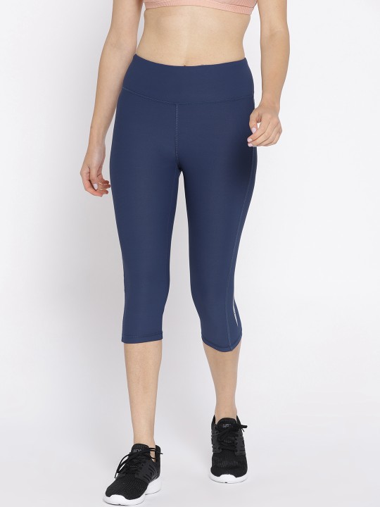 Women Navy Blue Solid Tights S