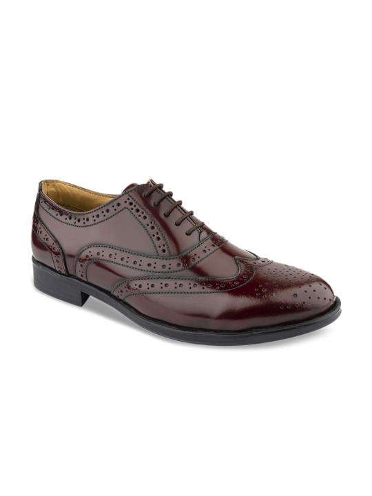 Men Burgundy Leather Formal Brogues 6