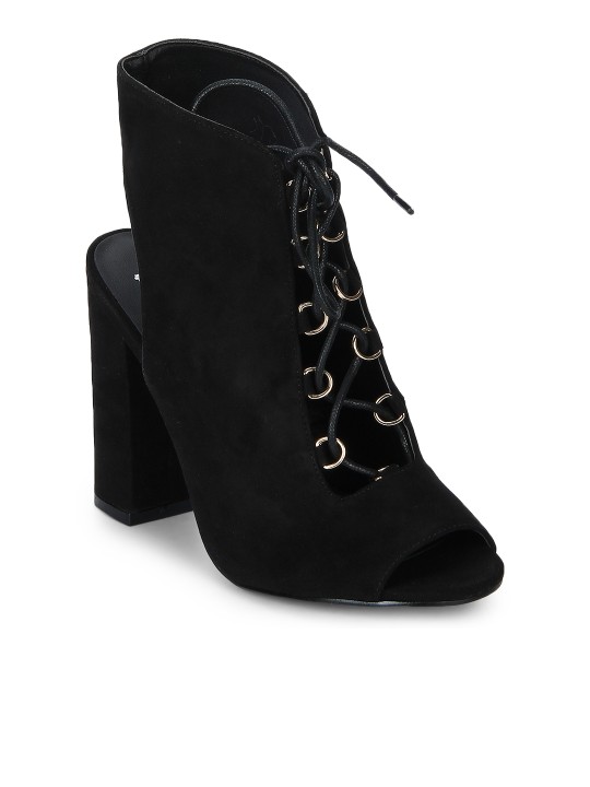 lace up peep toe block heel