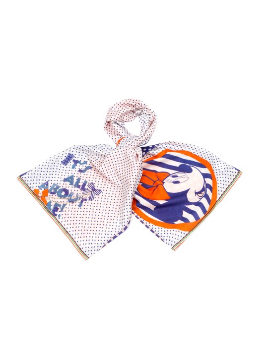 Off-White & Blue Printed Scarf