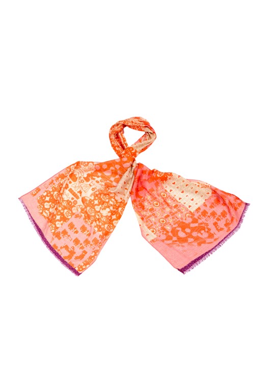 Orange & Pink Printed Scarf
